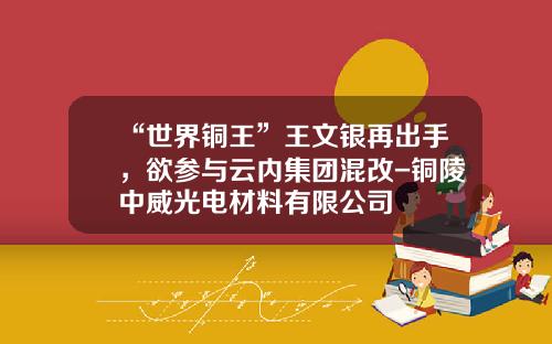 “世界铜王”王文银再出手，欲参与云内集团混改-铜陵中威光电材料有限公司