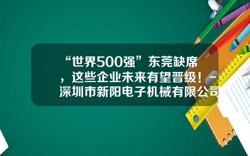 “世界500强”东莞缺席，这些企业未来有望晋级！-深圳市新阳电子机械有限公司
