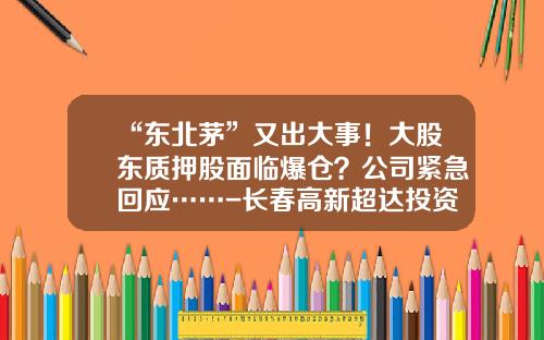 “东北茅”又出大事！大股东质押股面临爆仓？公司紧急回应……-长春高新超达投资有限公司