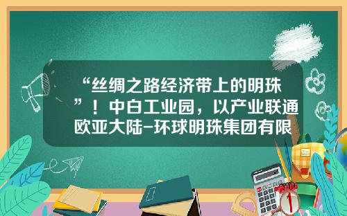“丝绸之路经济带上的明珠”！中白工业园，以产业联通欧亚大陆-环球明珠集团有限公司
