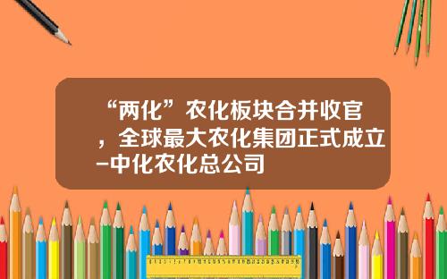 “两化”农化板块合并收官，全球最大农化集团正式成立-中化农化总公司