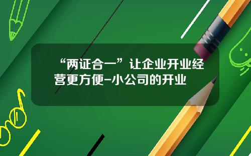 “两证合一”让企业开业经营更方便-小公司的开业