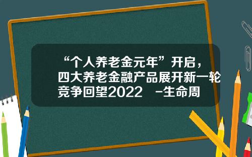 “个人养老金元年”开启，四大养老金融产品展开新一轮竞争回望2022㉓-生命周期基金