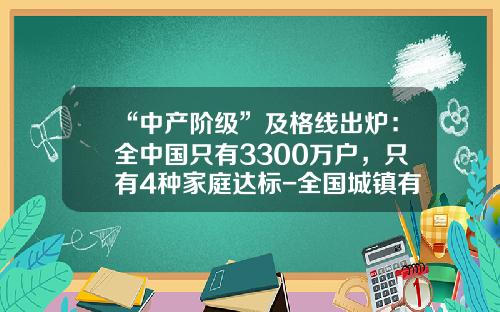 “中产阶级”及格线出炉：全中国只有3300万户，只有4种家庭达标-全国城镇有多少家庭