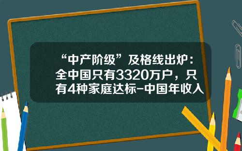 “中产阶级”及格线出炉：全中国只有3320万户，只有4种家庭达标-中国年收入100万比例是多少