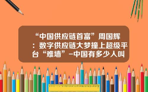 “中国供应链首富”周国辉：数字供应链大梦撞上超级平台“难墙”-中国有多少人叫周国辉
