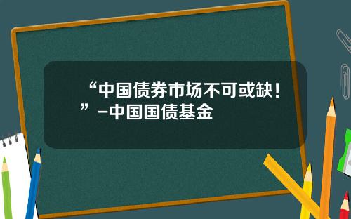 “中国债券市场不可或缺！”-中国国债基金