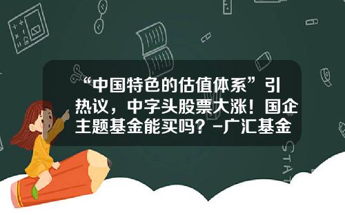 “中国特色的估值体系”引热议，中字头股票大涨！国企主题基金能买吗？-广汇基金