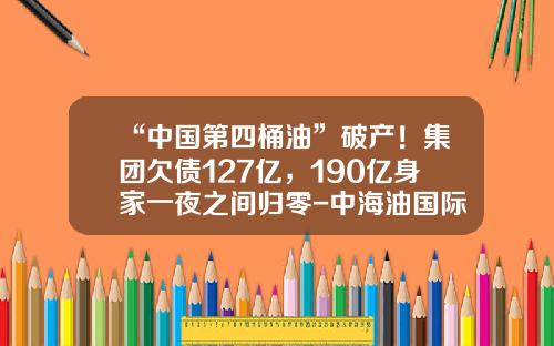 “中国第四桶油”破产！集团欠债127亿，190亿身家一夜之间归零-中海油国际融资租赁有限公司总裁