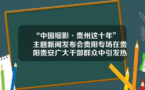 “中国缩影·贵州这十年”主题新闻发布会贵阳专场在贵阳贵安广大干部群众中引发热烈反响-新华水力发电有限公司陈实