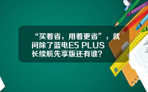 “买着省，用着更省”，就问除了蓝电E5 PLUS 长续航先享版还有谁？
