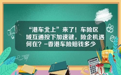 “港车北上”来了！车险区域互通按下加速键，险企机遇何在？-香港车险赔钱多少