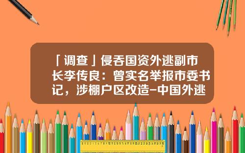 「调查」侵吞国资外逃副市长李传良：曾实名举报市委书记，涉棚户区改造-中国外逃贪官卷走多少钱