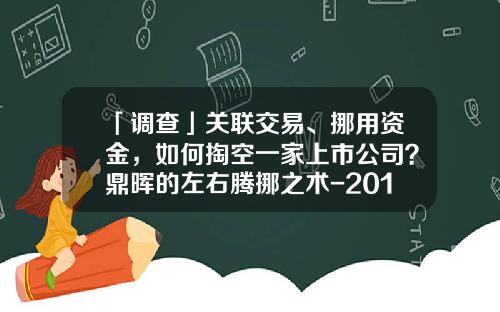 「调查」关联交易、挪用资金，如何掏空一家上市公司？鼎晖的左右腾挪之术-2016软件平均市盈率是多少