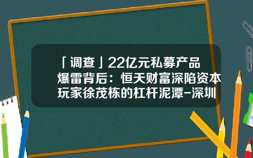 「调查」22亿元私募产品爆雷背后：恒天财富深陷资本玩家徐茂栋的杠杆泥潭-深圳恒天财富公司