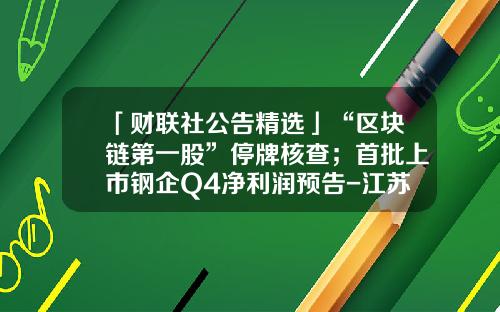 「财联社公告精选」“区块链第一股”停牌核查；首批上市钢企Q4净利润预告-江苏华新泛亚电缆有限公司