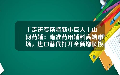 「走进专精特新小巨人」山河药辅：瞄准药用辅料高端市场，进口替代打开全新增长极-合肥山河医药科技有限公司