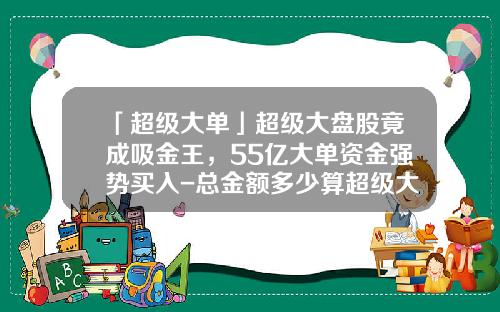 「超级大单」超级大盘股竟成吸金王，55亿大单资金强势买入-总金额多少算超级大盘股