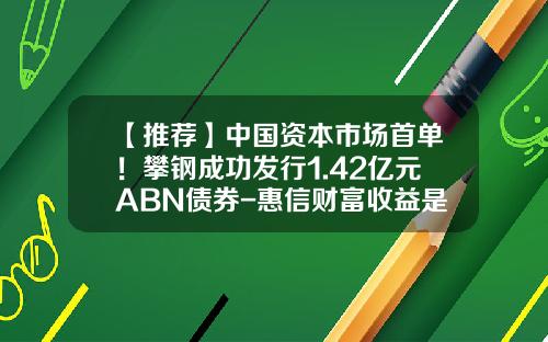 【推荐】中国资本市场首单！攀钢成功发行1.42亿元ABN债券-惠信财富收益是多少