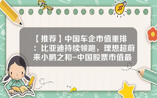 【推荐】中国车企市值重排：比亚迪持续领跑，理想超蔚来小鹏之和-中国股票市值最高有多少