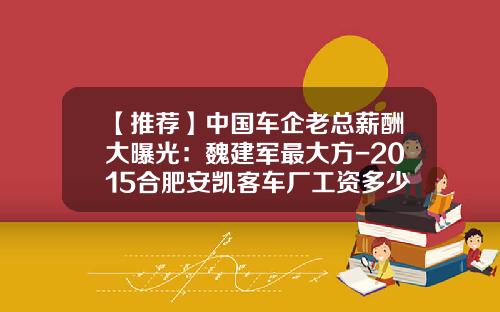 【推荐】中国车企老总薪酬大曝光：魏建军最大方-2015合肥安凯客车厂工资多少