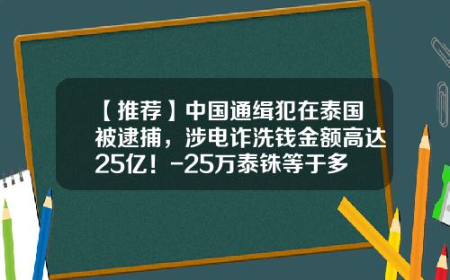 【推荐】中国通缉犯在泰国被逮捕，涉电诈洗钱金额高达25亿！-25万泰铢等于多少人民币