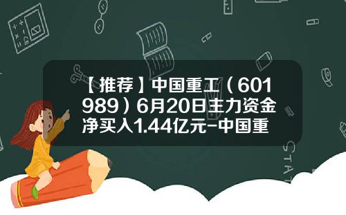 【推荐】中国重工（601989）6月20日主力资金净买入1.44亿元-中国重工价值多少钱