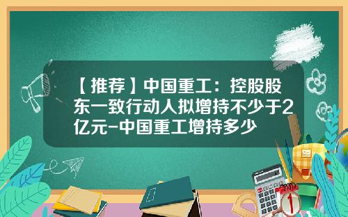 【推荐】中国重工：控股股东一致行动人拟增持不少于2亿元-中国重工增持多少