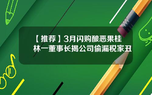 【推荐】3月闪购酿恶果桂林一董事长揭公司偷漏税家丑