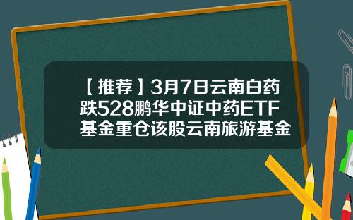 【推荐】3月7日云南白药跌528鹏华中证中药ETF基金重仓该股云南旅游基金