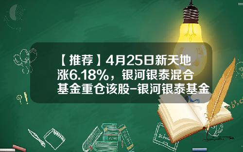 【推荐】4月25日新天地涨6.18%，银河银泰混合基金重仓该股-银河银泰基金净值查询