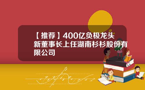 【推荐】400亿负极龙头新董事长上任湖南杉杉股份有限公司