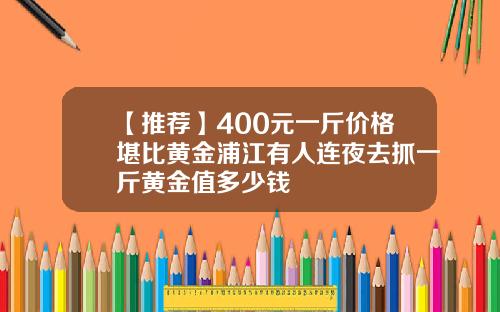 【推荐】400元一斤价格堪比黄金浦江有人连夜去抓一斤黄金值多少钱