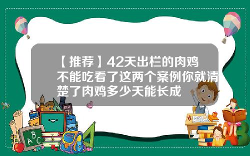 【推荐】42天出栏的肉鸡不能吃看了这两个案例你就清楚了肉鸡多少天能长成