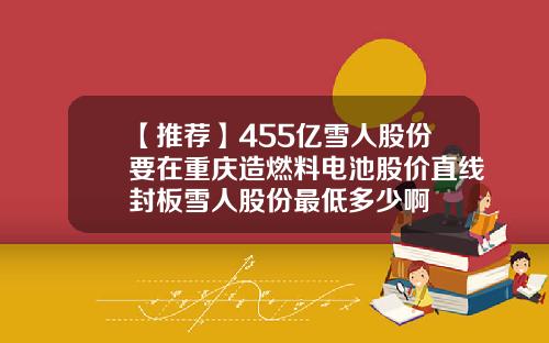 【推荐】455亿雪人股份要在重庆造燃料电池股价直线封板雪人股份最低多少啊