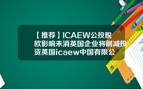 【推荐】ICAEW公投脱欧影响未消英国企业将削减投资英国icaew中国有限公司