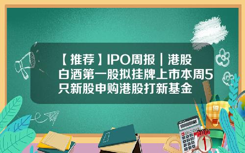 【推荐】IPO周报｜港股白酒第一股拟挂牌上市本周5只新股申购港股打新基金