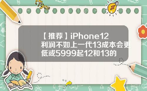 【推荐】iPhone12利润不如上一代13成本会更低或5999起12和13的机遇与商相差多少钱