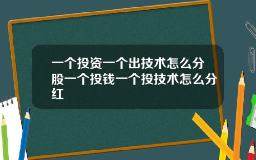 一个投资一个出技术怎么分股一个投钱一个投技术怎么分红