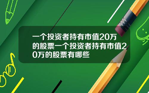 一个投资者持有市值20万的股票一个投资者持有市值20万的股票有哪些