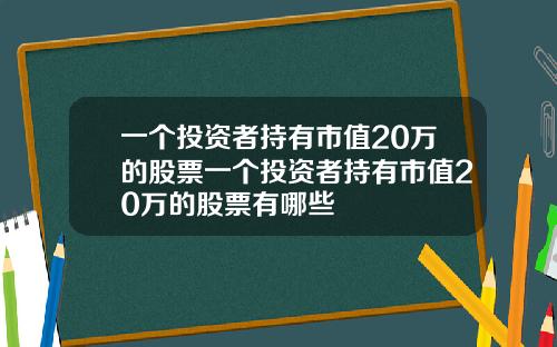一个投资者持有市值20万的股票一个投资者持有市值20万的股票有哪些