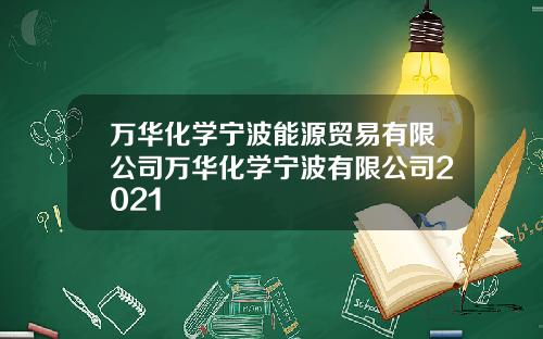 万华化学宁波能源贸易有限公司万华化学宁波有限公司2021