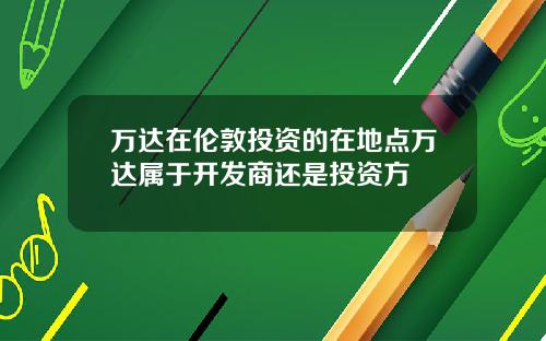 万达在伦敦投资的在地点万达属于开发商还是投资方