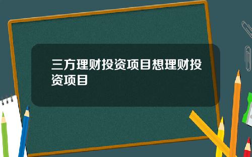 三方理财投资项目想理财投资项目