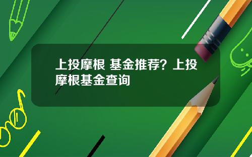 上投摩根 基金推荐？上投摩根基金查询