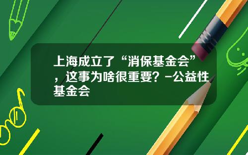 上海成立了“消保基金会”，这事为啥很重要？-公益性基金会