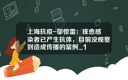 上海抗疫-邬惊雷：痊愈感染者已产生抗体，目前没观察到造成传播的案例_1