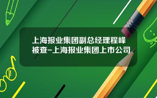 上海报业集团副总经理程峰被查-上海报业集团上市公司
