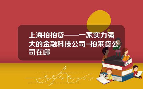 上海拍拍贷——一家实力强大的金融科技公司-拍来贷公司在哪