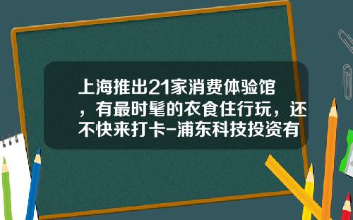 上海推出21家消费体验馆，有最时髦的衣食住行玩，还不快来打卡-浦东科技投资有限公司应迪生